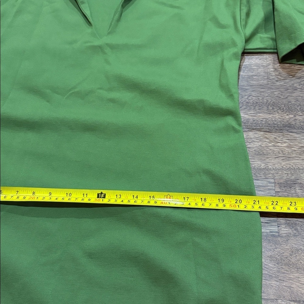 MEIMEIJ knit shift dress with half sleeve in Green. Size 44: Large - Picture 8 of 11